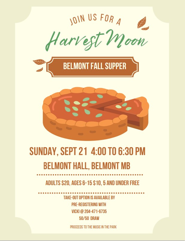 2025 Sept 21 – Belmont Harvest Moon Fall Supper – Manitoba Fall Suppers