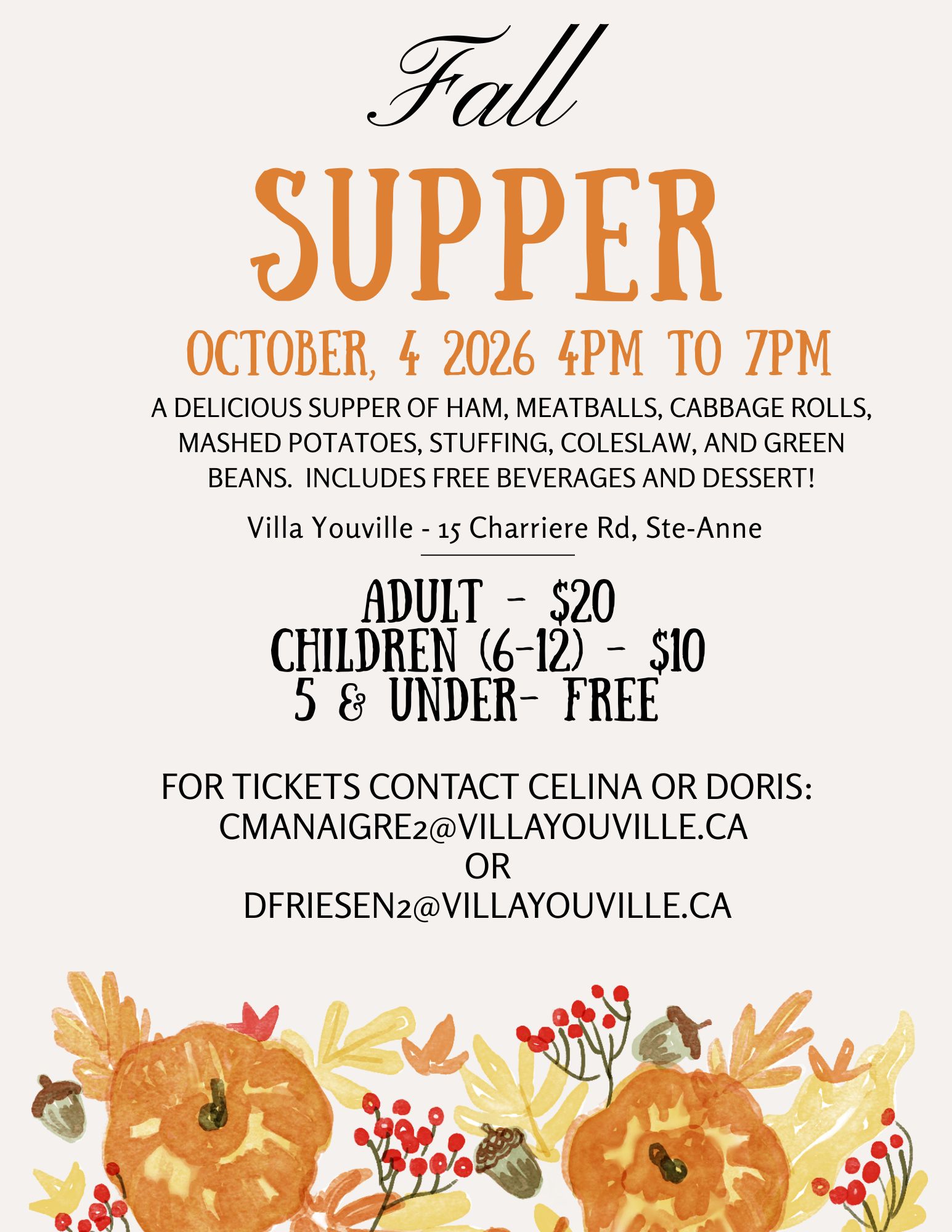 2026-10-04 – Villa Youville Fall Supper