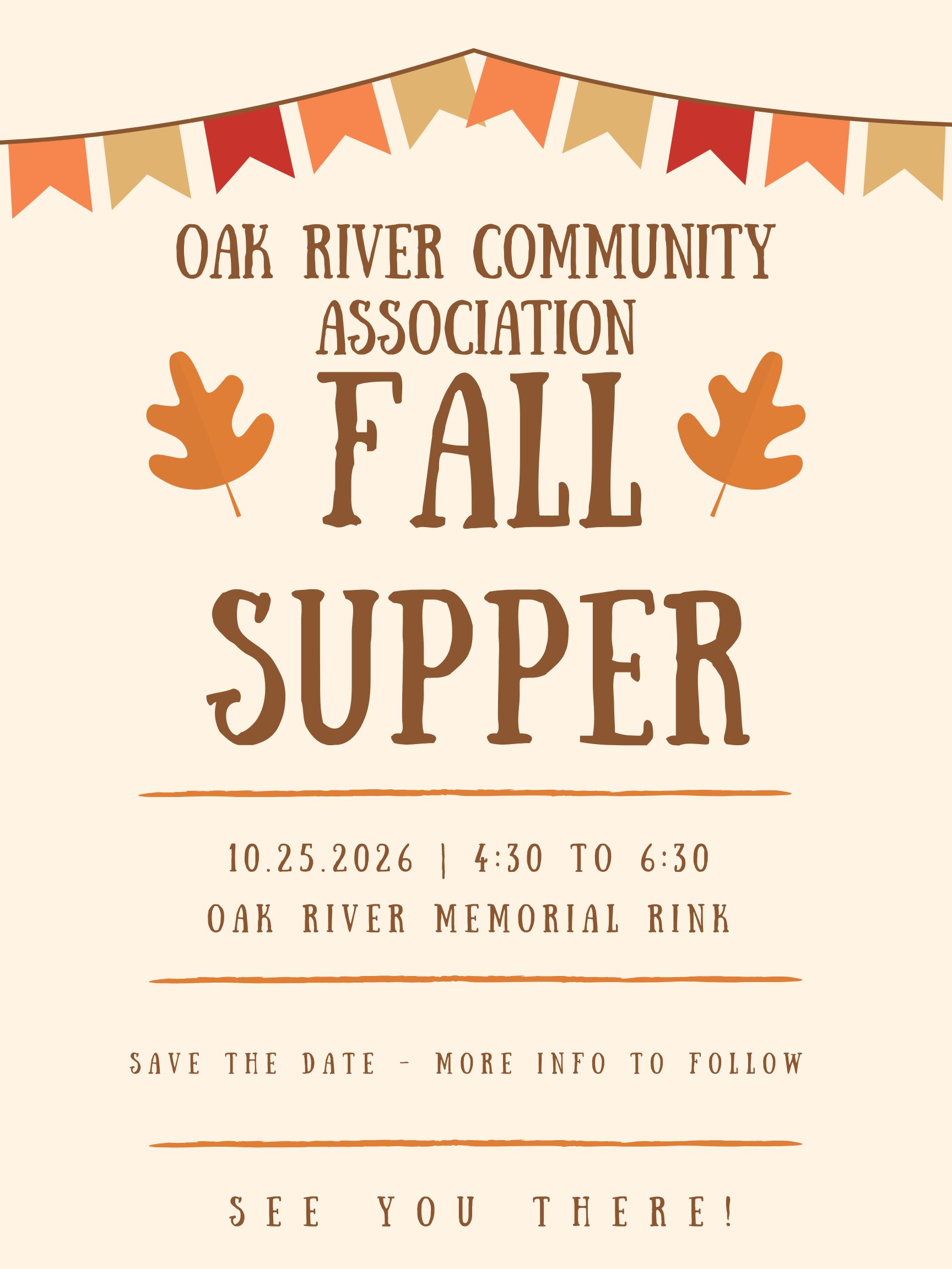 2026-10-25 – Oak River Community Association Fall Supper