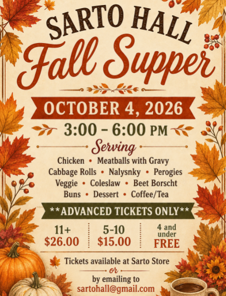 2026-10-04 – Sarto Hall Fall Supper