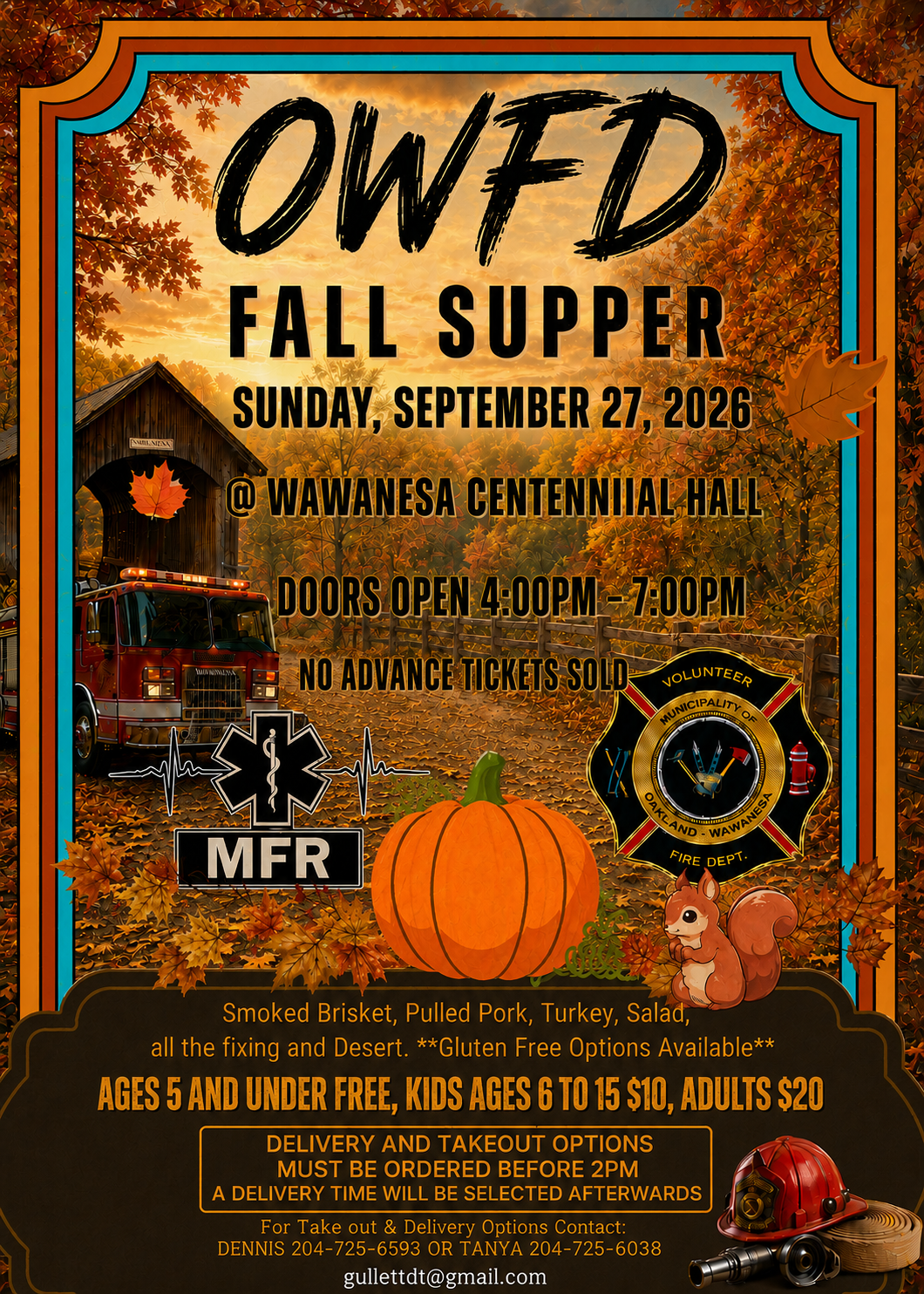 2026-09-27 – Oakland-Wawanesa Fire Dept Fall Supper