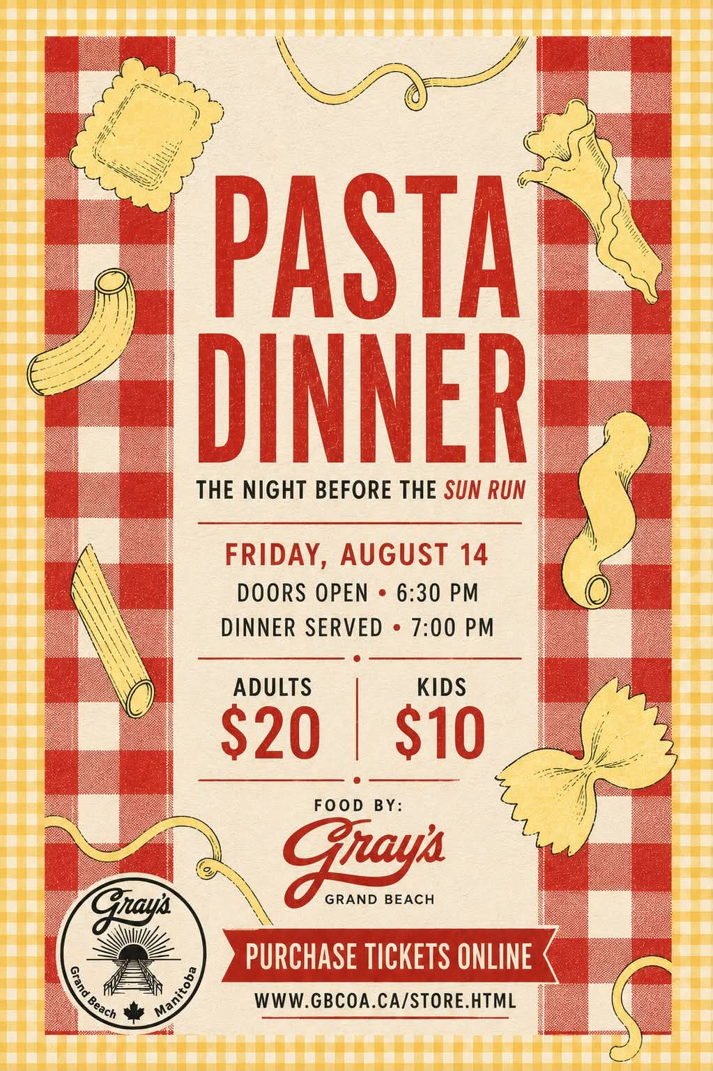 2026-08-14 – Grand Beach Sun Run Pasta Dinner