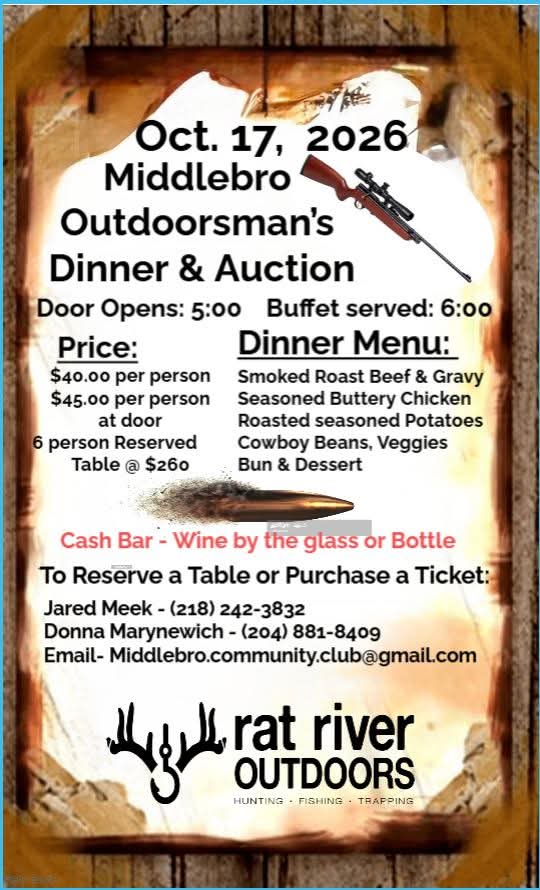 2026-10-17 – Middlebro Outdoorsman’s Dinner & Auction