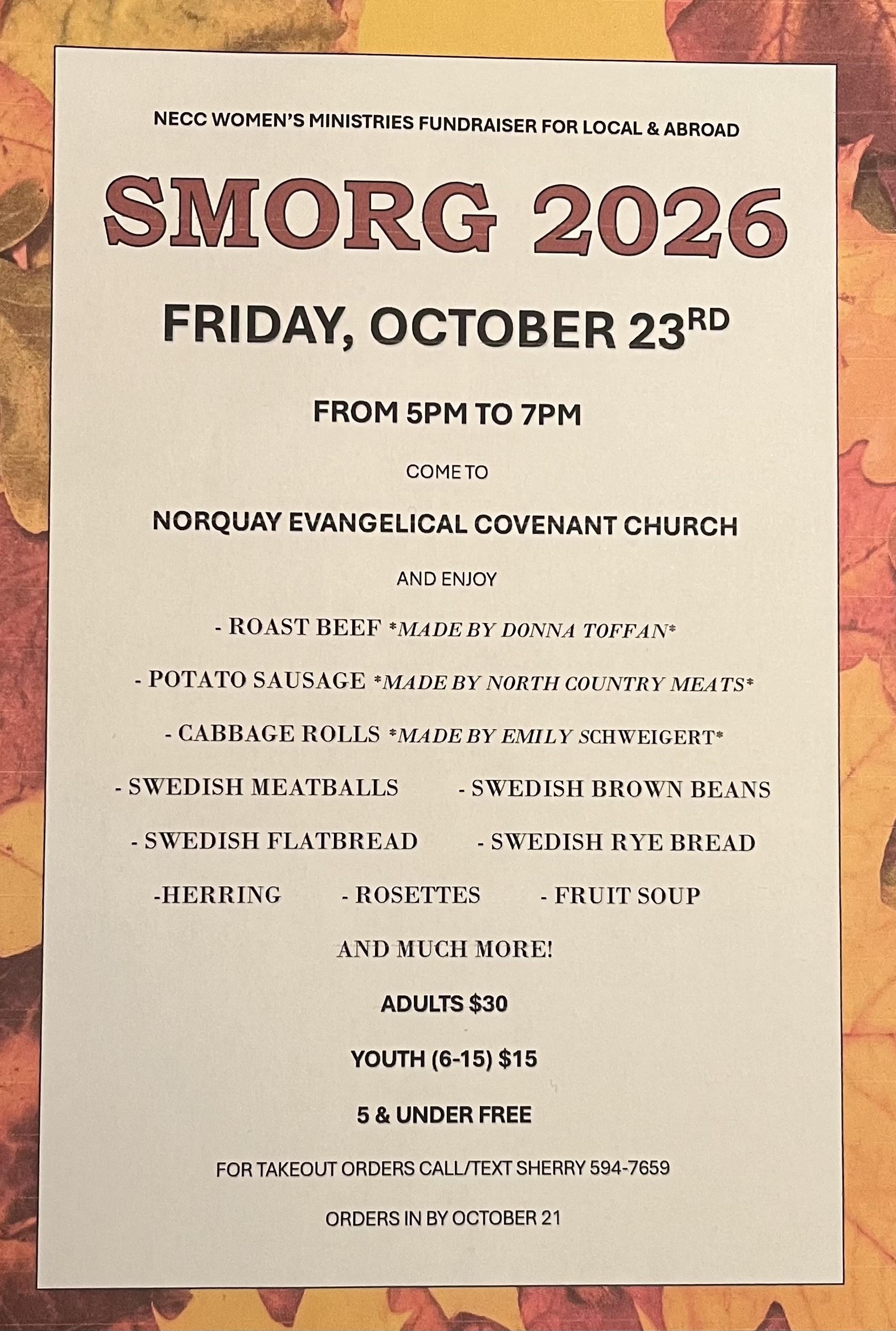 2026-10-23 – Norquay Evangelical Covenant Church Smorg 2026