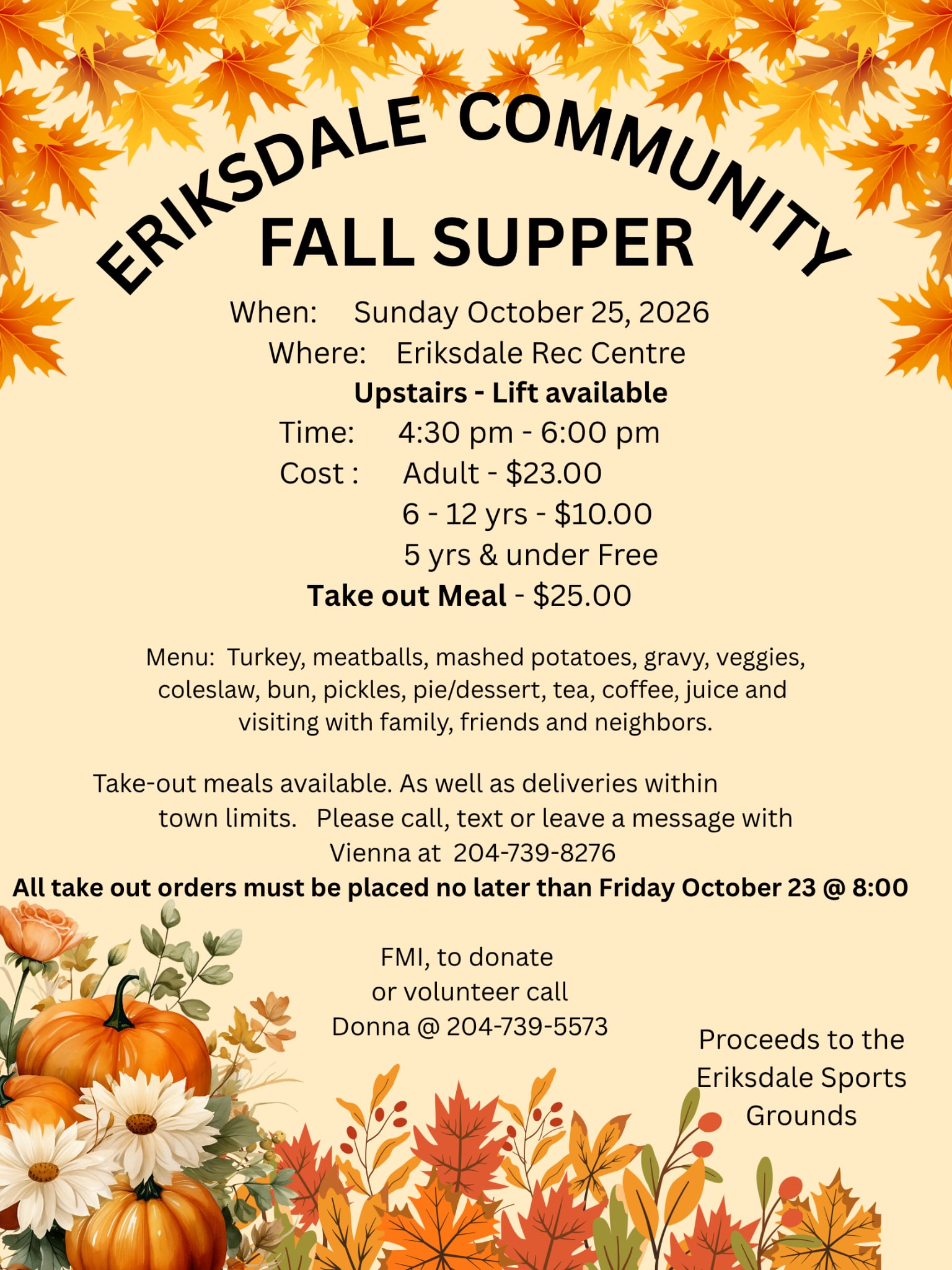 2026-10-25 – Eriksdale Community Fall Supper