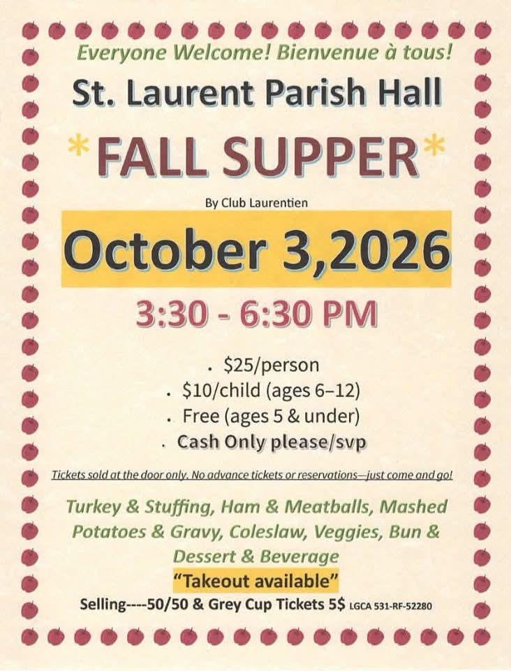 2026-10-03 – St. Laurent Parish Fall Supper