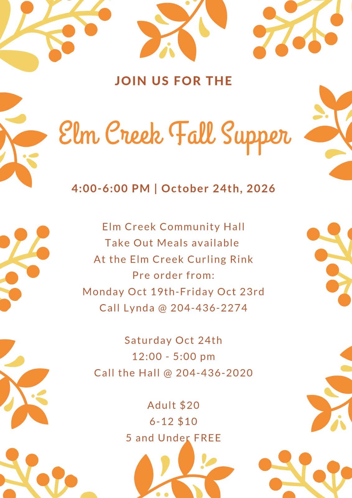 2026-10-24 – Elm Creek Fall Supper