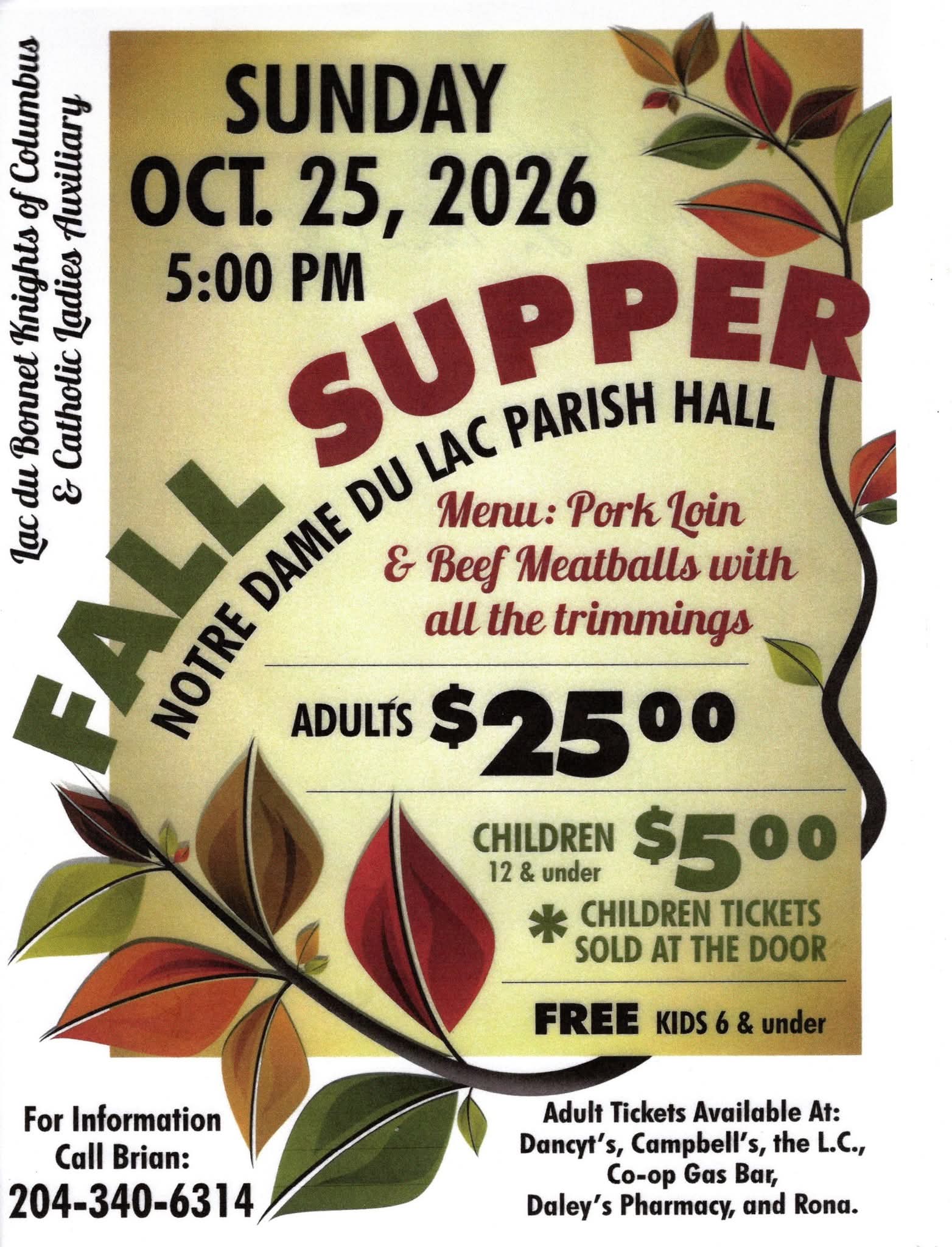 2026-10-25 – Notre Dame Du Lac Parish Fall Supper